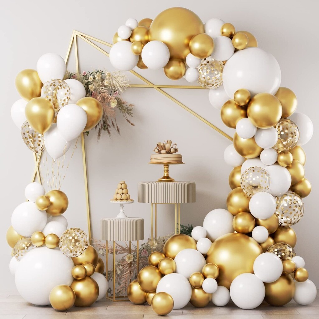 White Gold Balloon Garland Arch Kit Wedding Birthday Party Decoration ...