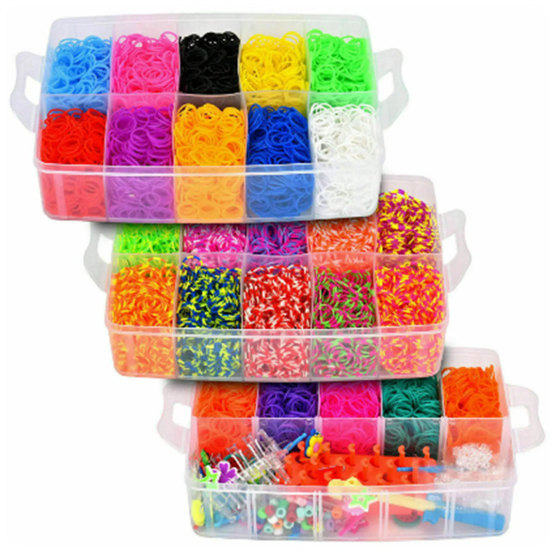15000/4500Pcs Kit Box+ Rubber Loom Bands Children Mult-color Make Woven ...