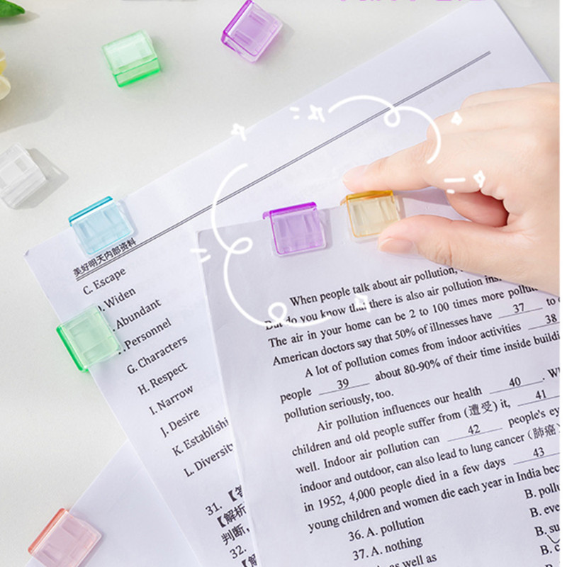 10pcs Multicolor Transparent Paper Clip - Mini Push Clips - Documents ...