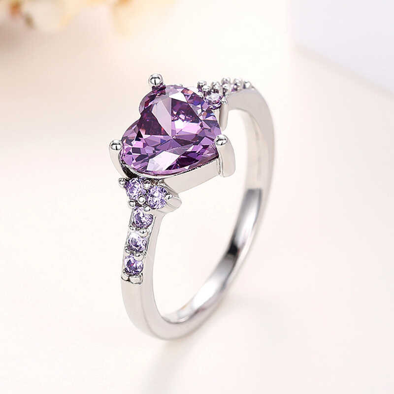 83 Huitan Purple Heart Cubic Zirconia Rings For Women Unique Wedding ...