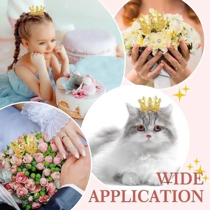 Tiny Baby Small Rhinestone Tiara Crown Gold Mini Crown Cake Topper ...