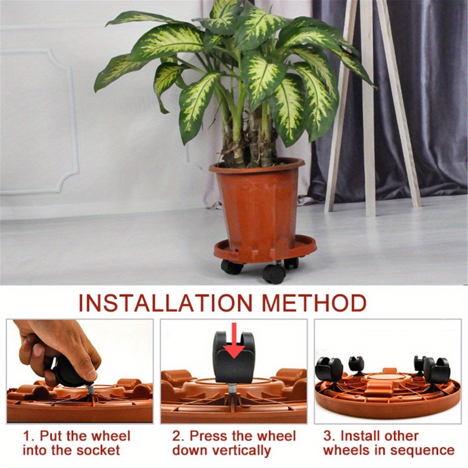 Flower Pot Moving Tray with Wheels Outdoor Planter Stand Garden ...