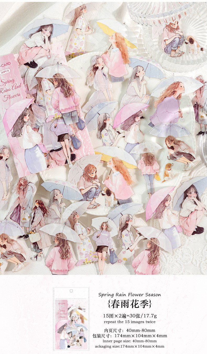 30pcs Scrapbook Stickers Kawaii Girls People Journaling Scrapbooking ...