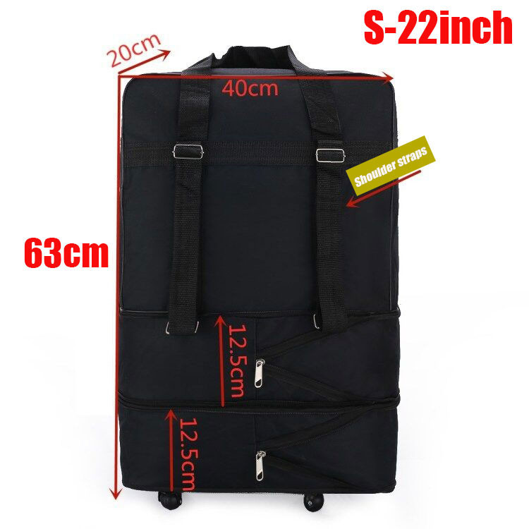 Hand luggage with wheels and shoulder straps clearance