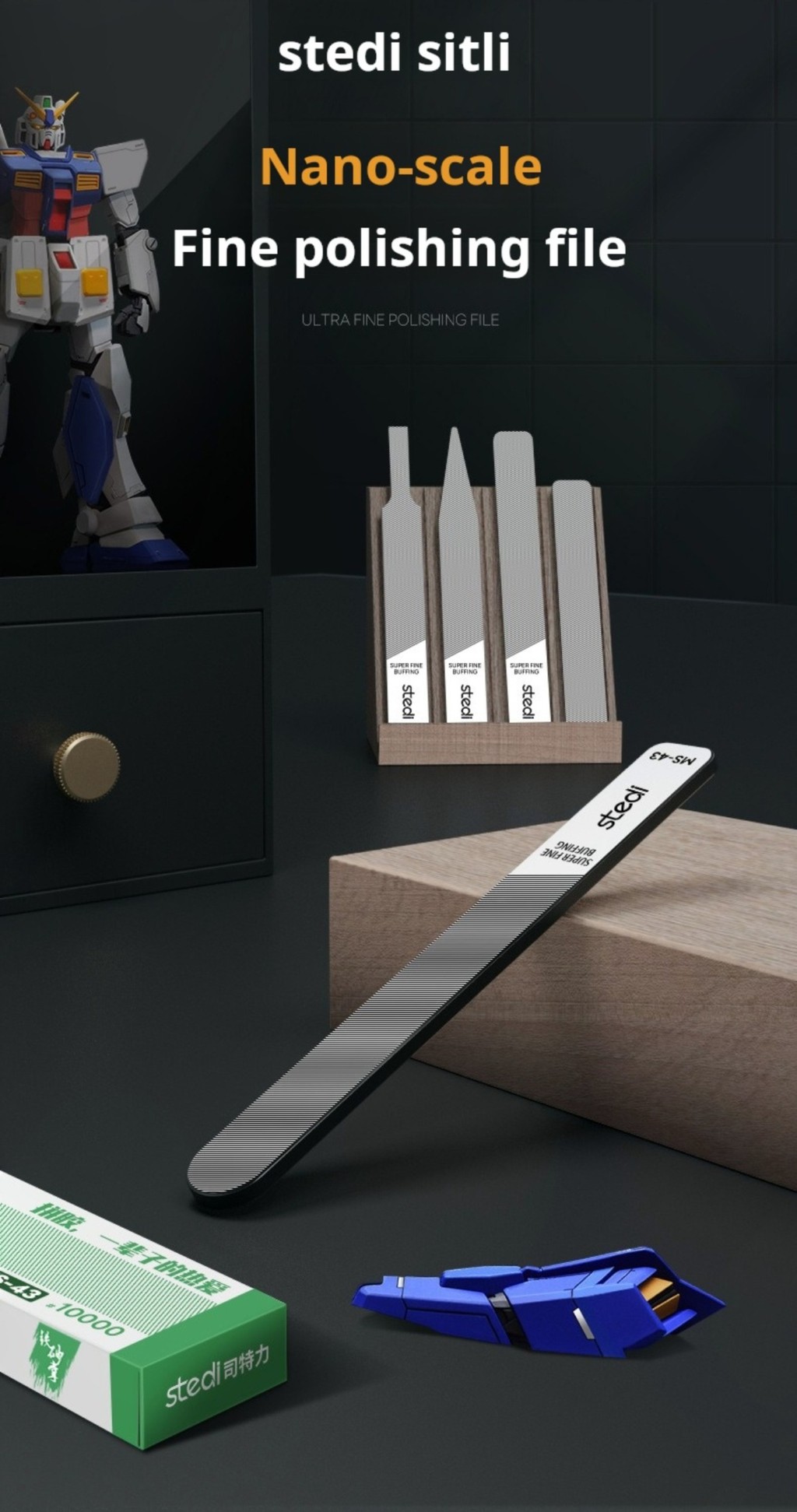 Stedi Nano Glass File Ultra Fine 10000 Grit High Precision Gundam Model ...