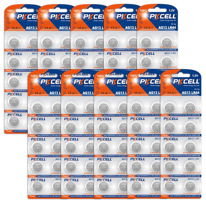 100Pc PKCELL Ag13 Lr44 357A S76e G13 Button Coin Cell Battery 1.5V ...