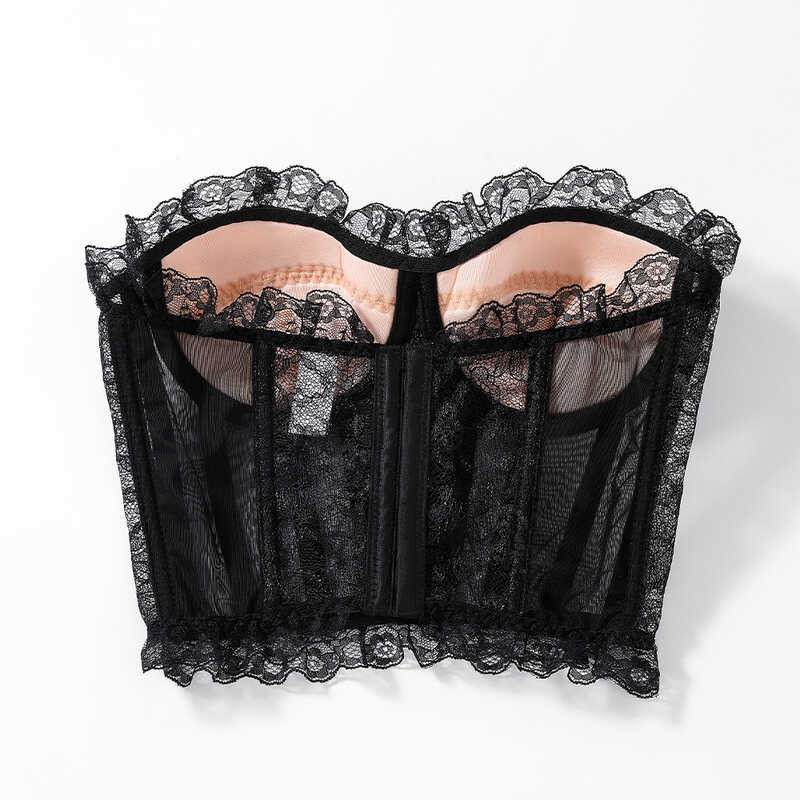 Corset Fishbone Babae Sexy Sier Wire Lace Na May Bra Pads Vest Style ...