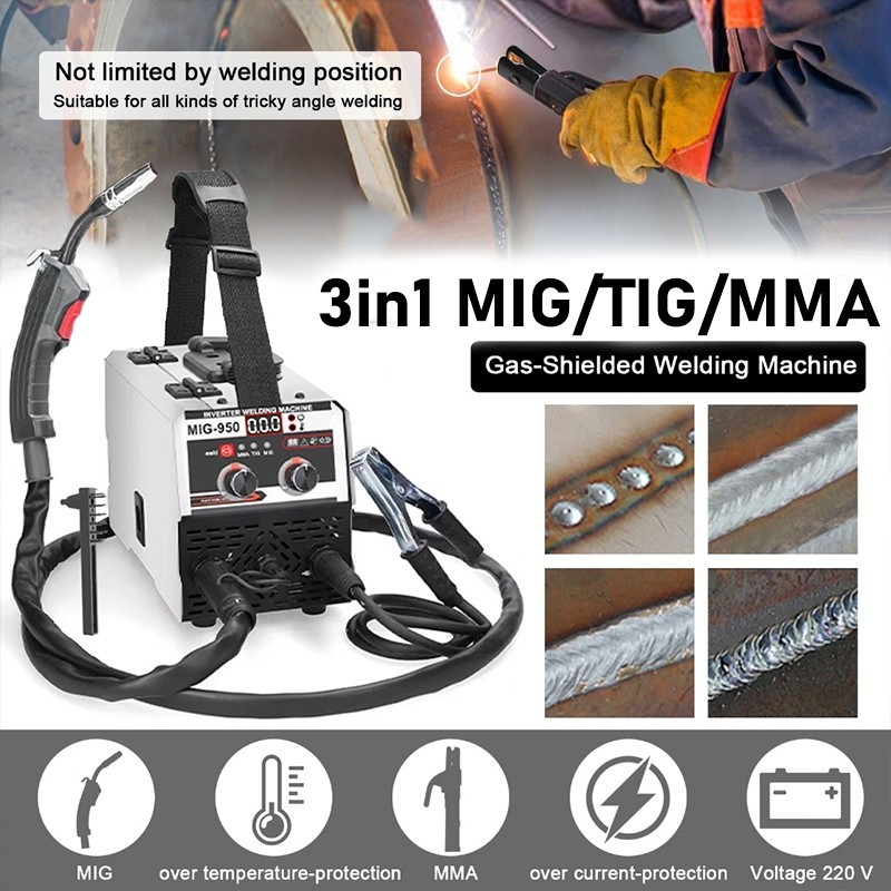 Portable MIG Welding Machine MMA/MIG 3IN1 Gasless Welder Inverter IGBT ...