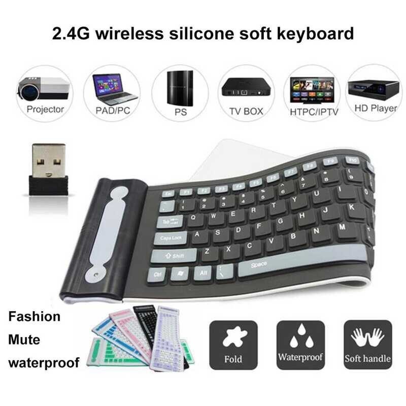 Keyboard Thin Wireless Silent Flexible 2 4G Universal Keypad Ergonomics ...