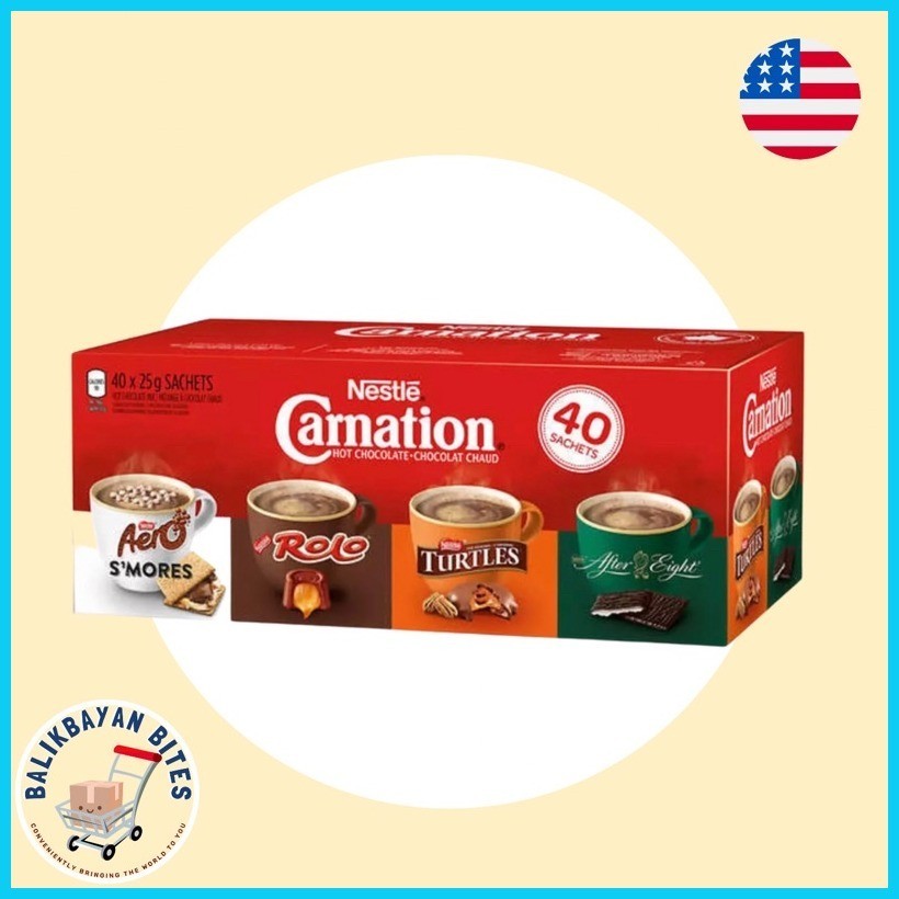 Nestlé Carnation Hot Chocolate 40 Sachets X 25 g Variety Pack Aero Rolo ...