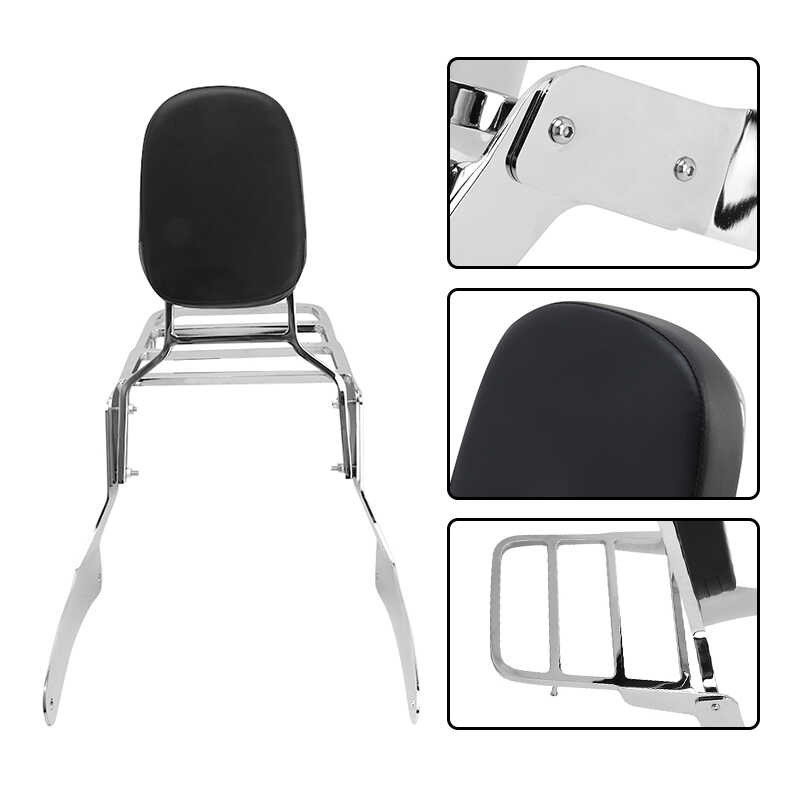 Adjustable Passenger Backrest Adjustable Sissy Bar With Folding Rack For Kawasaki Vulcan 900 – Passenger Or Driver Backrest, Chrome Or Black, 2006-2023 Models Folding Luggage Rack Sissy Bar