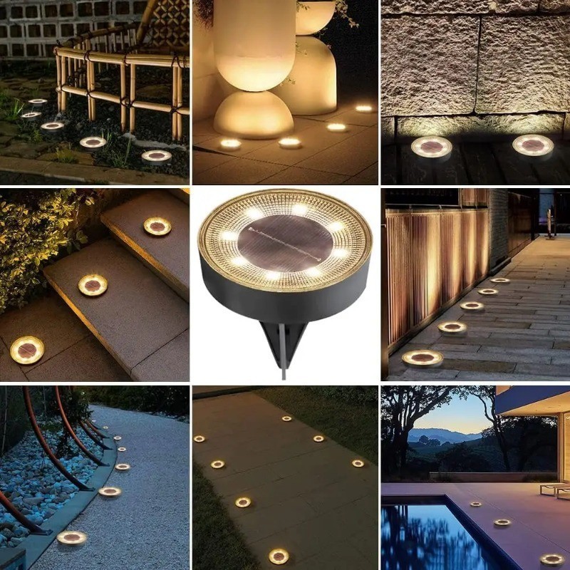 8 LED Solar Underground Lights Outdoor Waterproof Solar Light Garden
