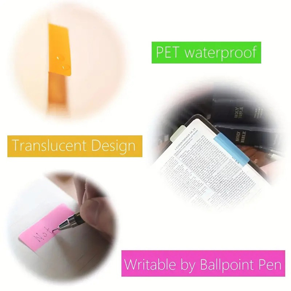 200 Sheets Colorful Transparent Index Stickers Self adhesive Writable ...
