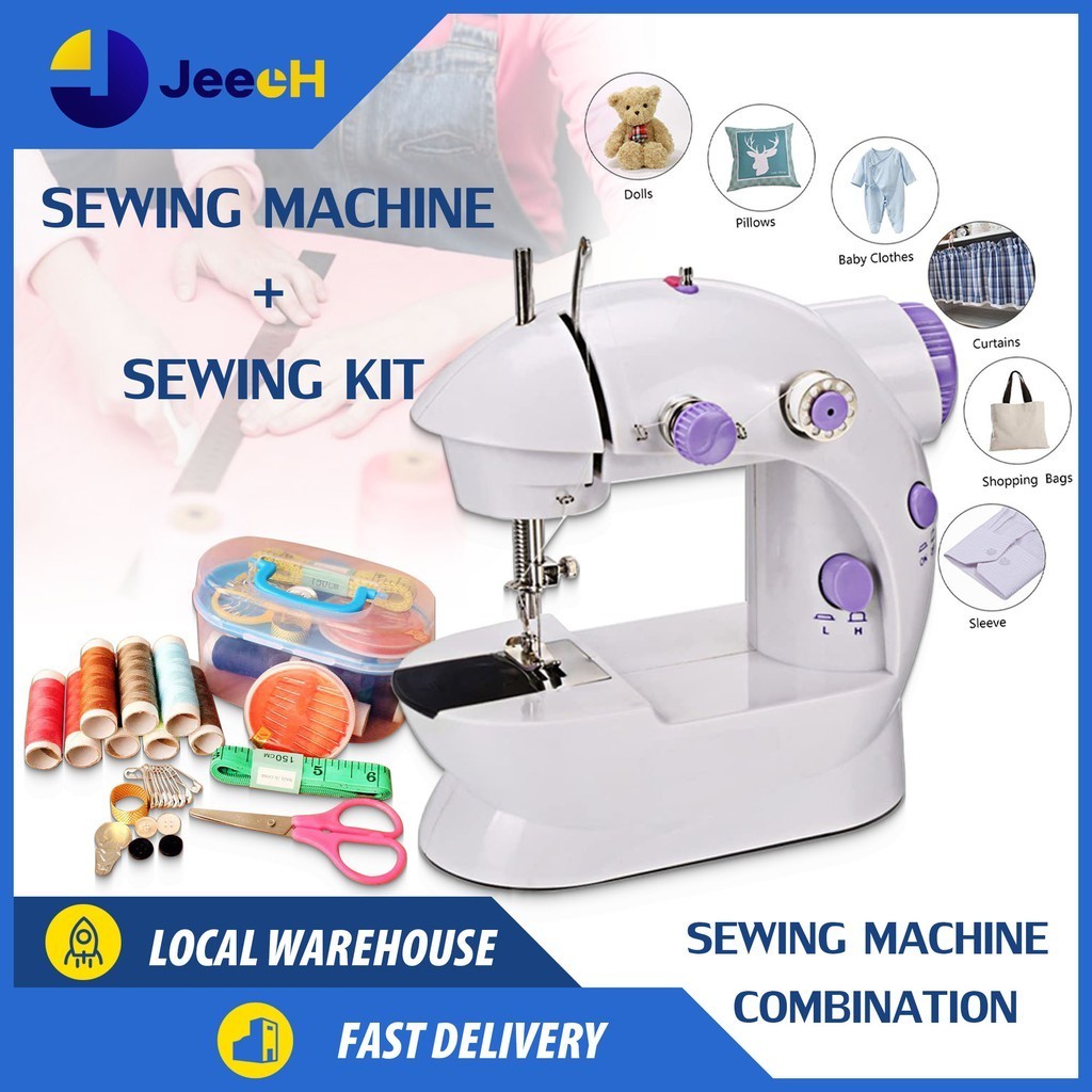 Electric Sewing Machine with Foot Pedal Control, Double Threads, and 2 ...