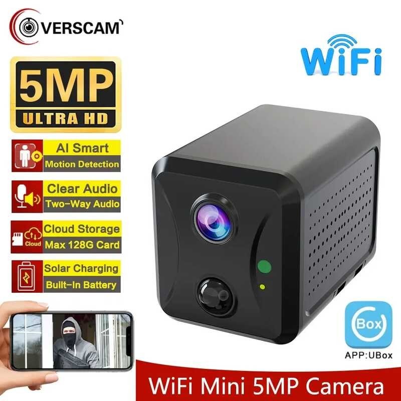 Ubox Mini IP Camera 5MP WiFi Solar Power Rechargeable Battery Internal ...