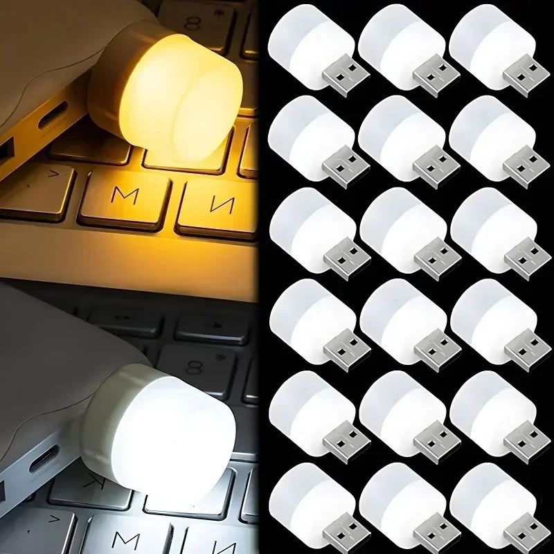 Mini Home USB Night Lights - LED Portable Plug in Bulbs - Soft Warm ...