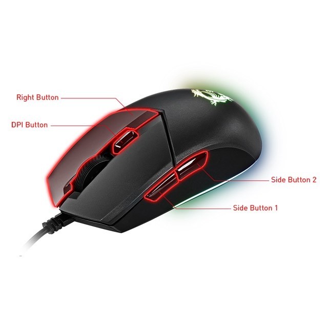 ☃ ♟ MSI Clutch Gm11 5000dpi Adjustable Mystic Light RGB Optical Wired