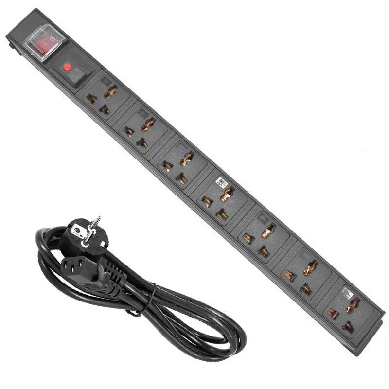 Strip PDU Power 7 Unit Universal Output Socket Network Cabinet Rack ...