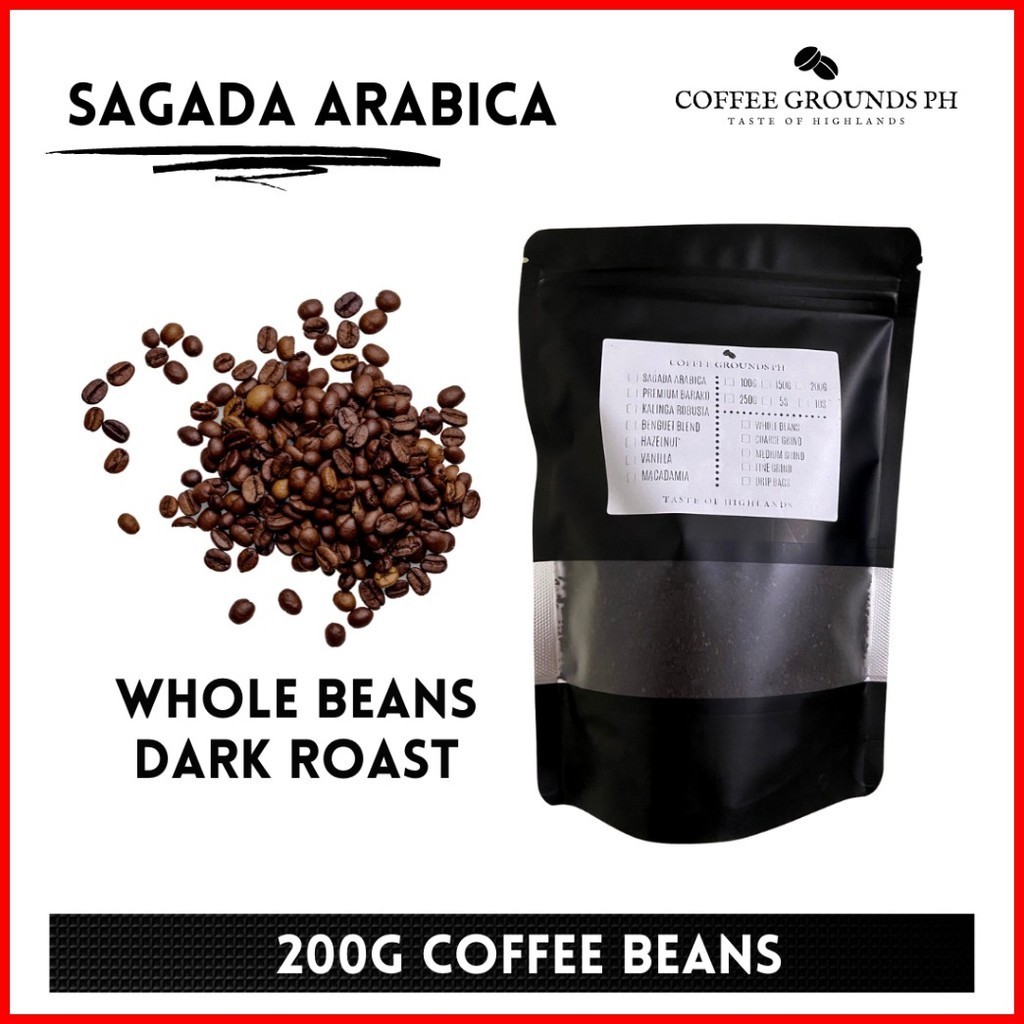 Coffee Grounds PH Sagada Arabica 200g Whole Coffee Beans Dark Roast