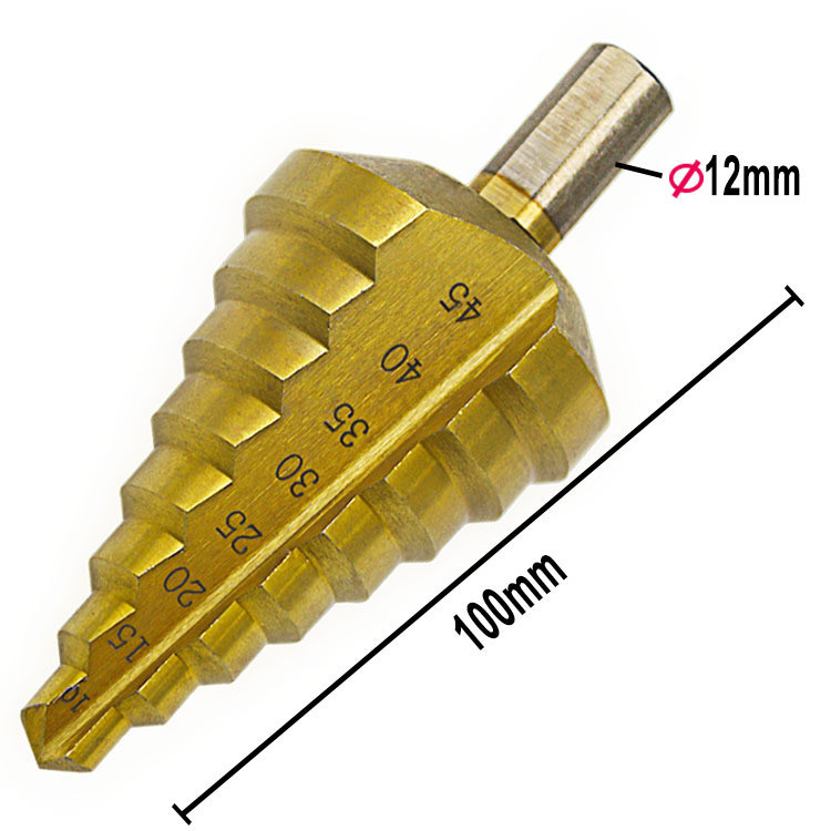 Step Drill Pagoda Drill 10-45mm Triangle Shank Straight Fluted Step ...