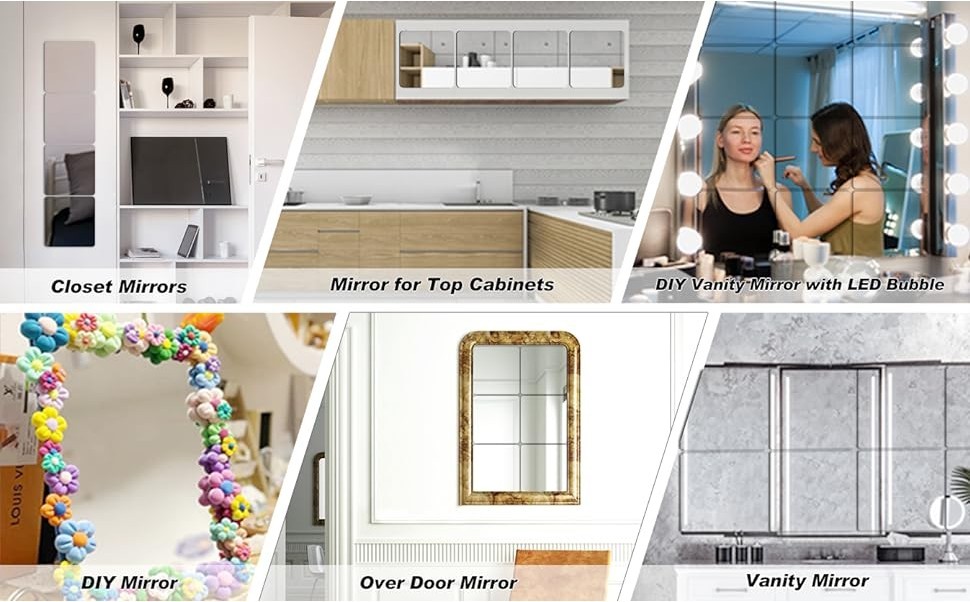 Acrylic Soft Mirror Stickers / DIY Make Up Mirrors Wall Sticker Home ...