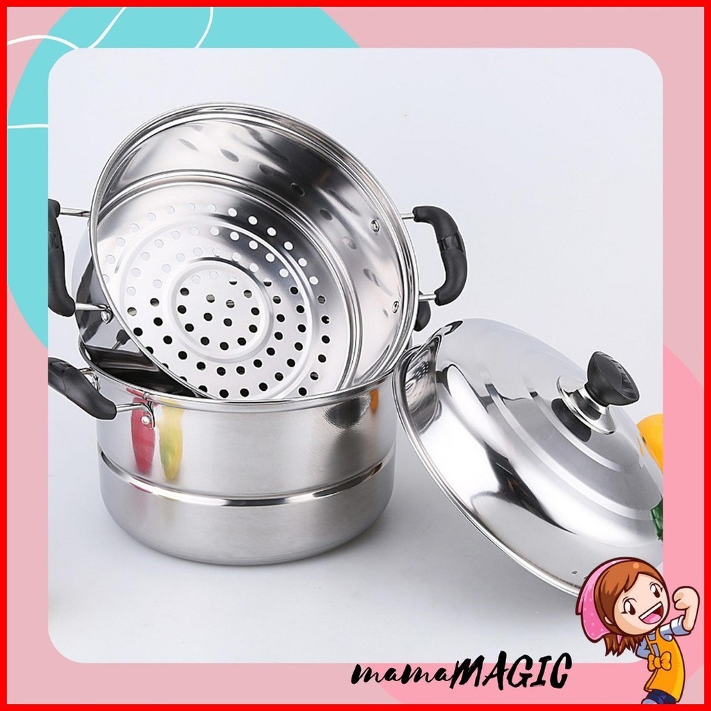 ☜ ๑ Stainless Steel Steamer Cookware Multi-functional Three Layers For ...