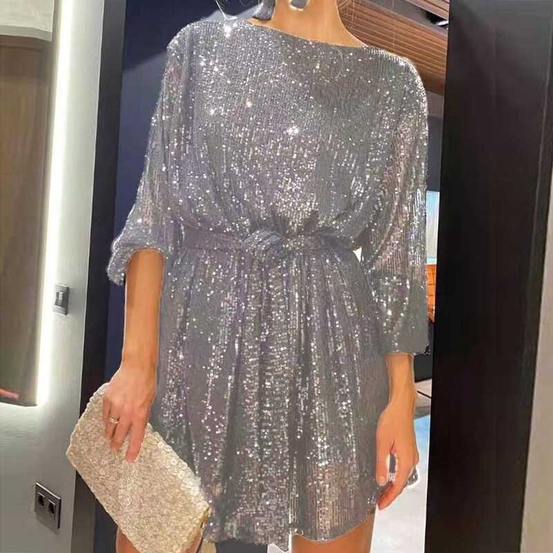 New Women' 2024 · Fahion Temperament Elegant Sexy Sequined Dree Holiday ...