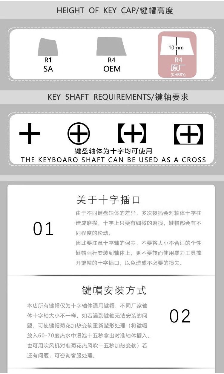 Chiikawa Hachiware Usagi Keycap Cherry R4 Profile PBT Five-side Dye ...