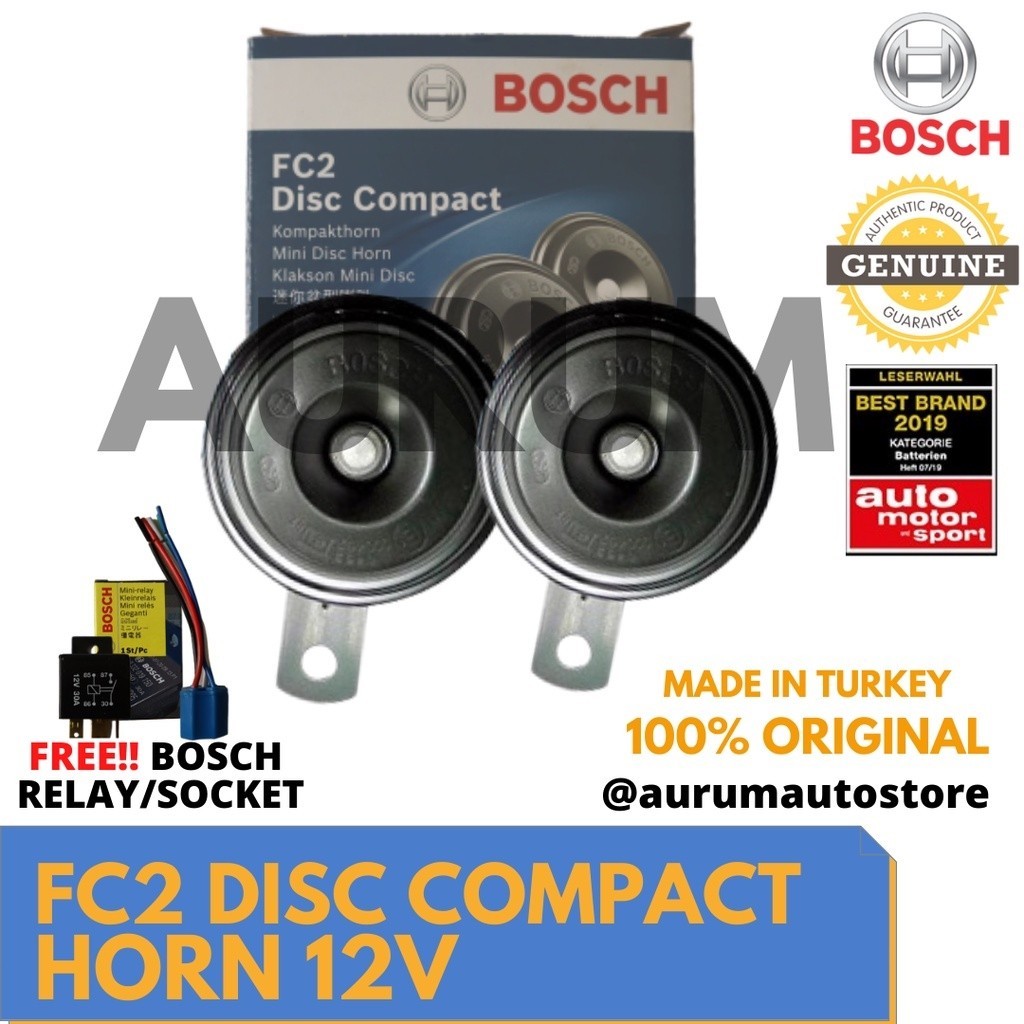 Bosch FC2 Disc Compact Horn set 12V with relay and Socket | Shopee ...