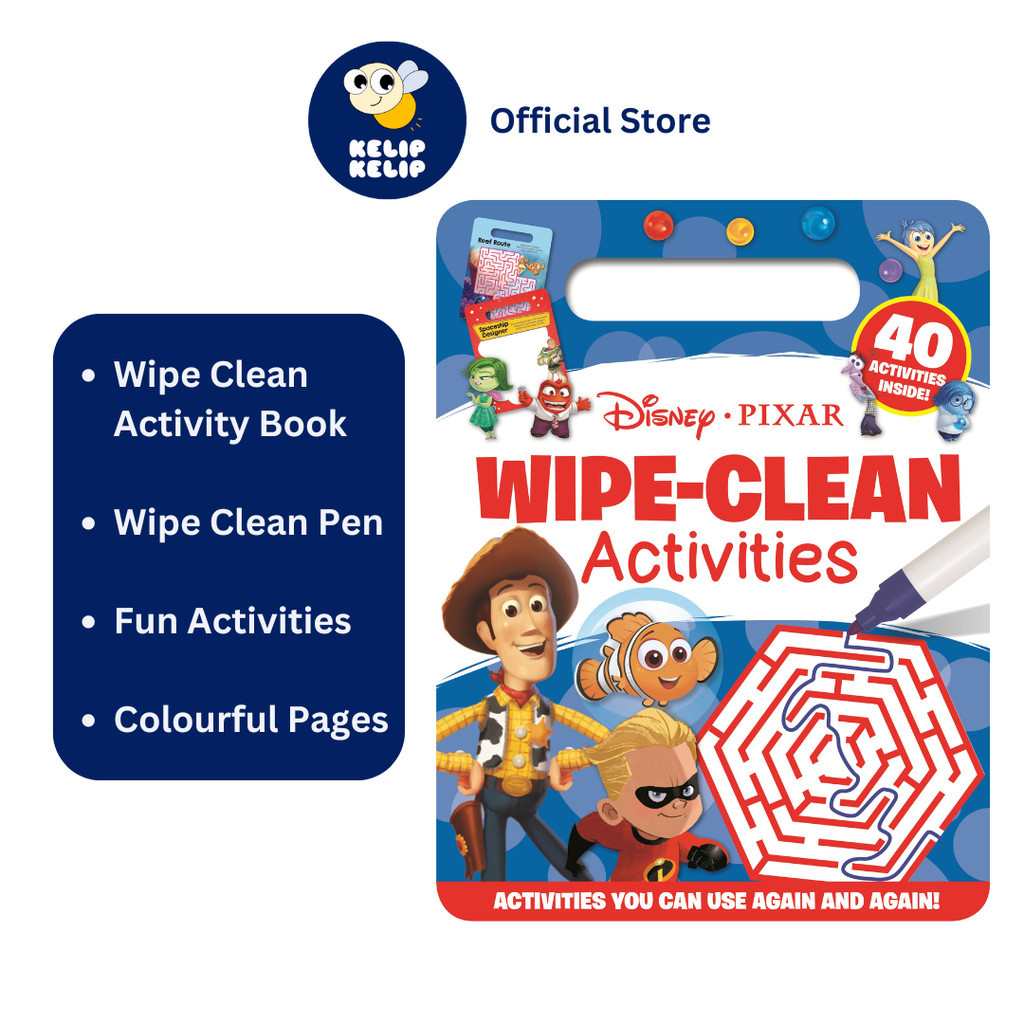 Disney Pixar Wipe Clean Activity Book With Pen Puzzles Games Drawing ...