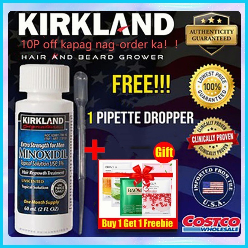 ♀ Kirkland Minoxidil 5% Hair Grower Beard Grower with FREE DROPPER(1 ...