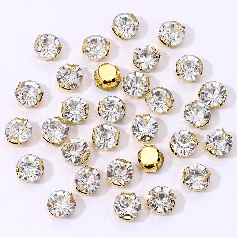 Gold Sew On Rhinestones Trim Claw Rinestones Shiny Crystals Stones ...