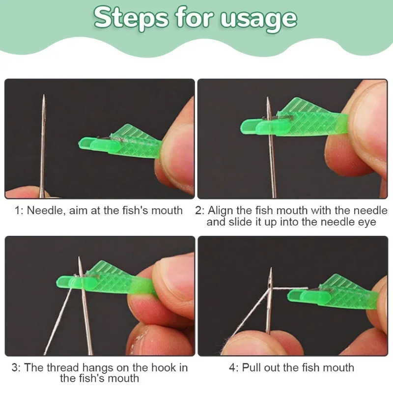 Small Fish Sewing Machine Needle Threader- Threading Guide Device ...