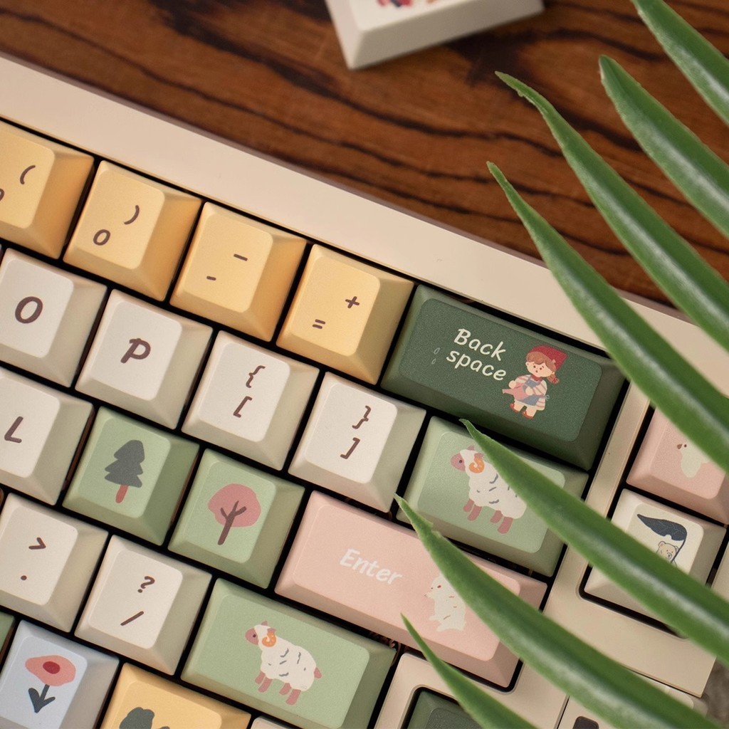 152 Keys Spring Ranch Cute PBT Keycaps 1.7mm thickness Cherry profile ...
