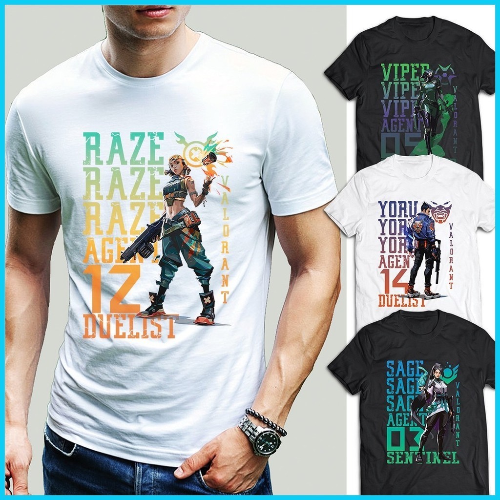 ¤ GAMING VALORANT AGENT T Shirt Design Raze, Viper, Yoru ,Sage for Men ...