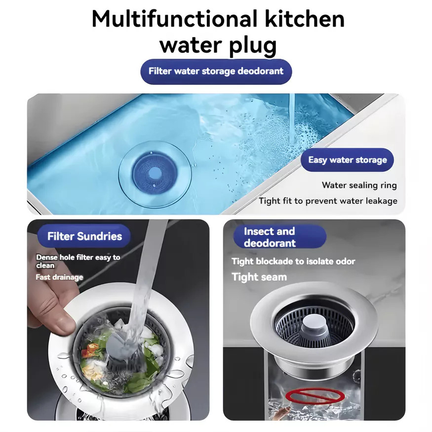 New Sink Filter Bounce Core Kitchen Odor&Leak Prevention Dishwashing ...