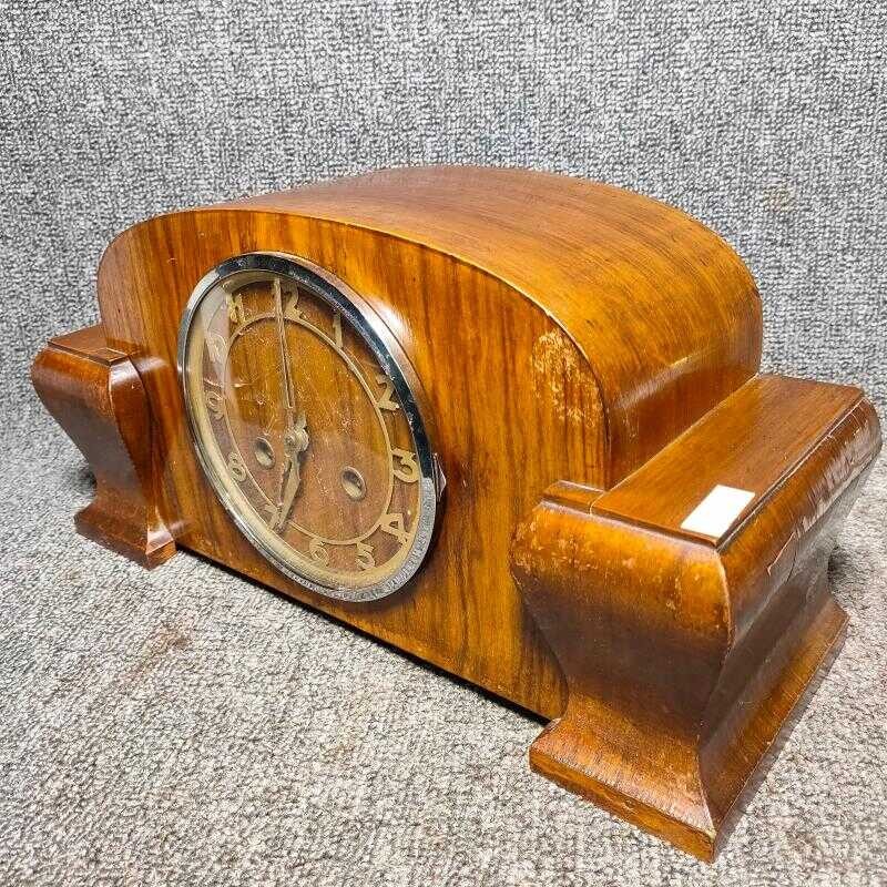 Western antique clock, wooden shell, double hole fireplace clock ...