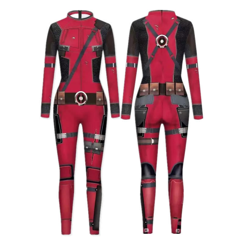 Deadpool Cosplay Jumpsuit Costume – Adult Zentai Bodysuit, Halloween Cosplay Set (Multi-Color, Knitting Leather)