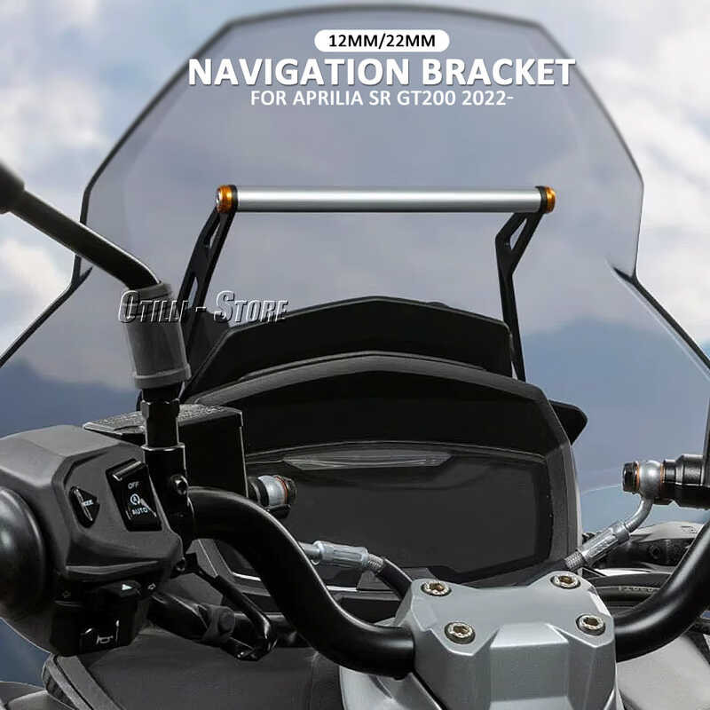 Telefoonhouder Voor Aprilia SR GT200 GT 200 Sr GT200 2022 2023 12mm/22mm Mount Bracket Motorfiets Navigatie Telefoon Houder Frame Beugel Voorste stanghouder (Color : 22MM