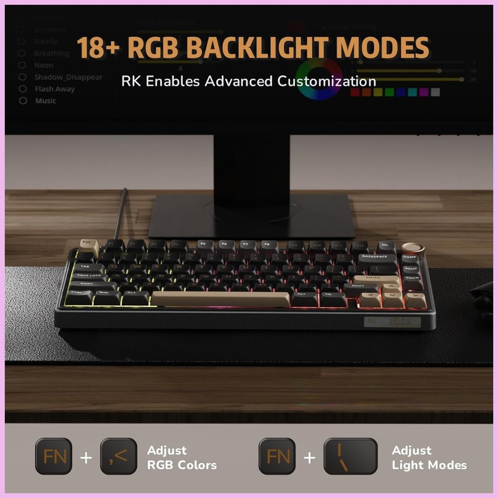 ♂ Royal Kludge RK R75 Mechanical Keyboard 75% TKL with Volume Knob ...