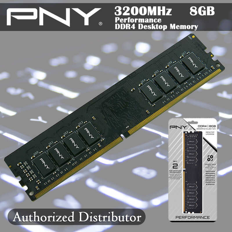 PNY Performance DDR4 3200MHz Desktop Memory 8GB CL22 (MD8GSD43200-TB ...