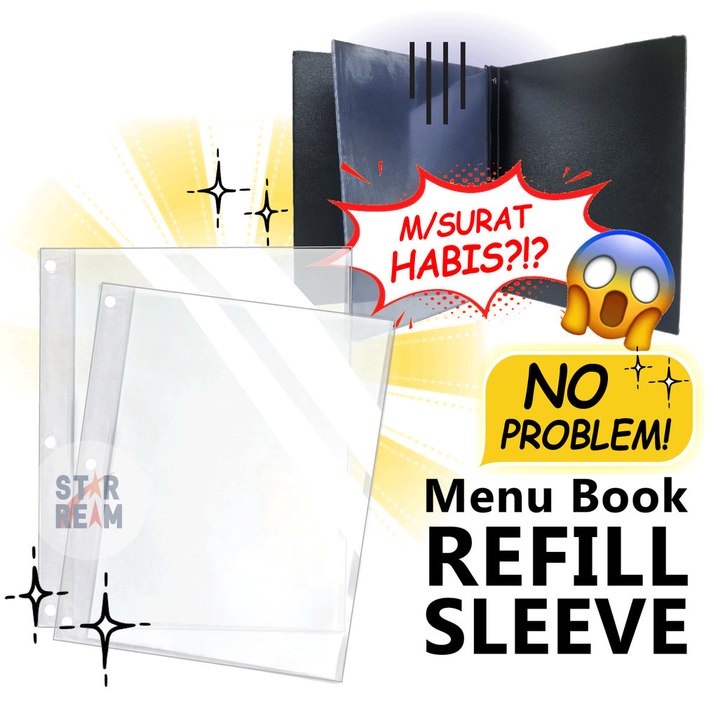 A4 50pcs Menu Refill Sleeves /Catalog Book/ DIY Menu / Insertion/ PVC ...