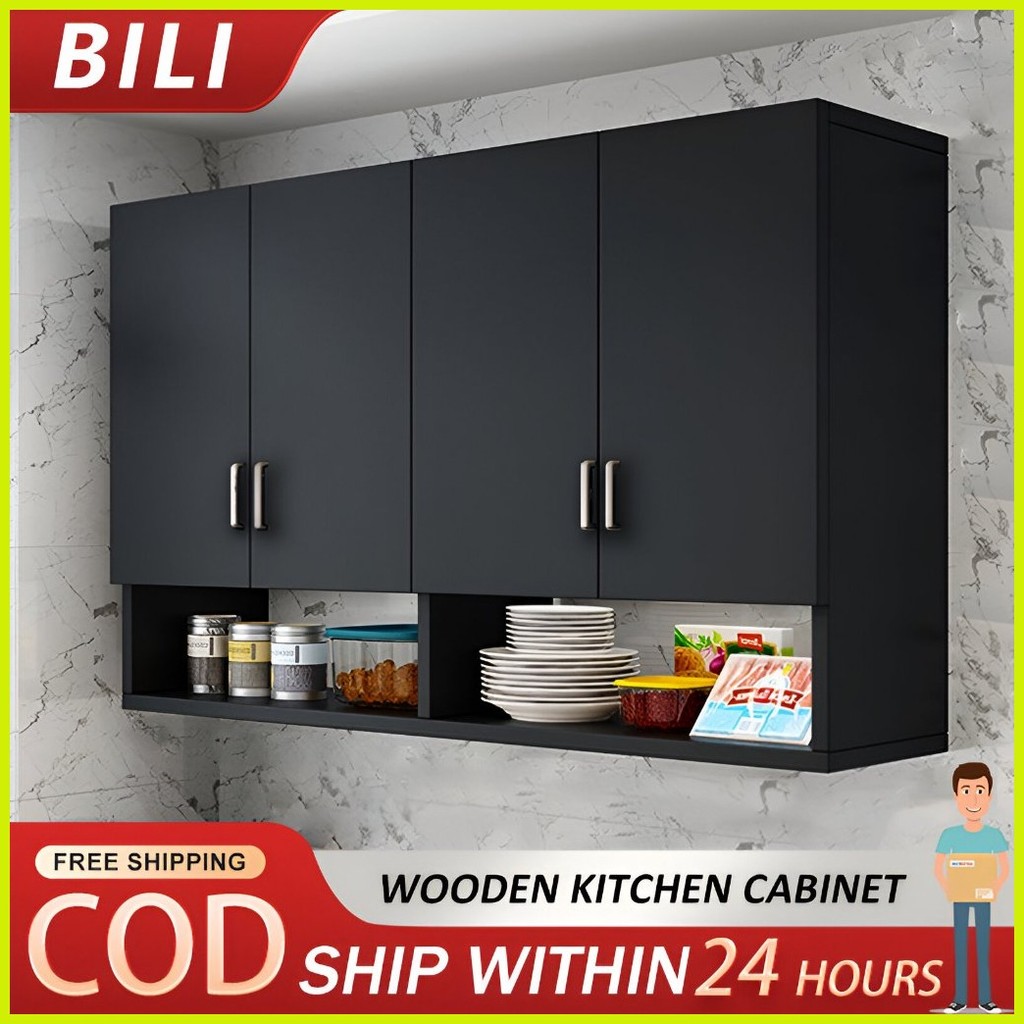 ☢ BILI Kitchen Black Hanging Wooden Wall Storage