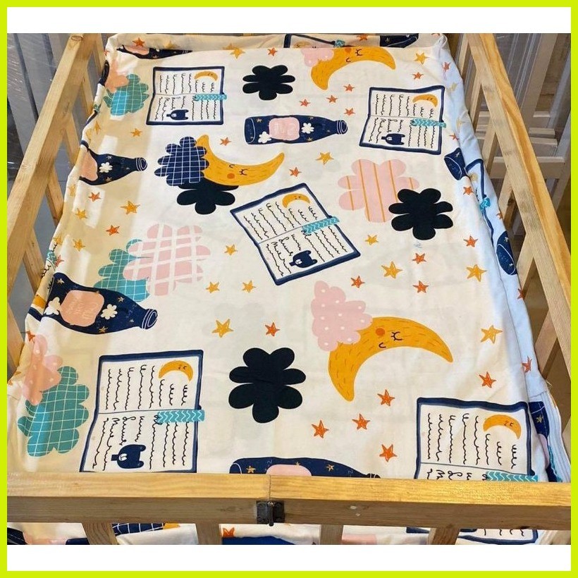 ♈ Adjustable Wooden Crib with Uratex Foam (Makapal 22x36 inches