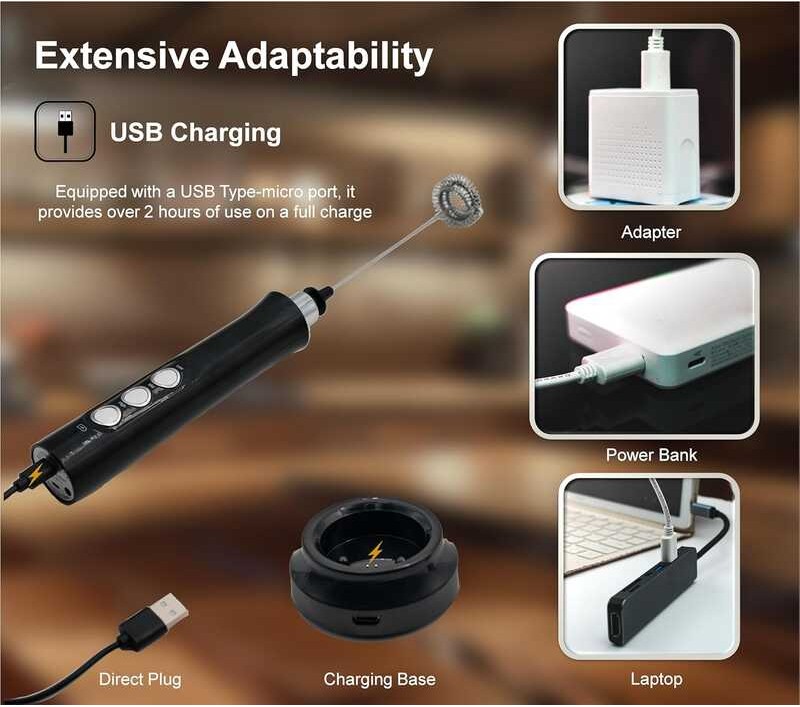 frother LAUDAWSUN milk stick rechargeable coffee, beverage manual mixer