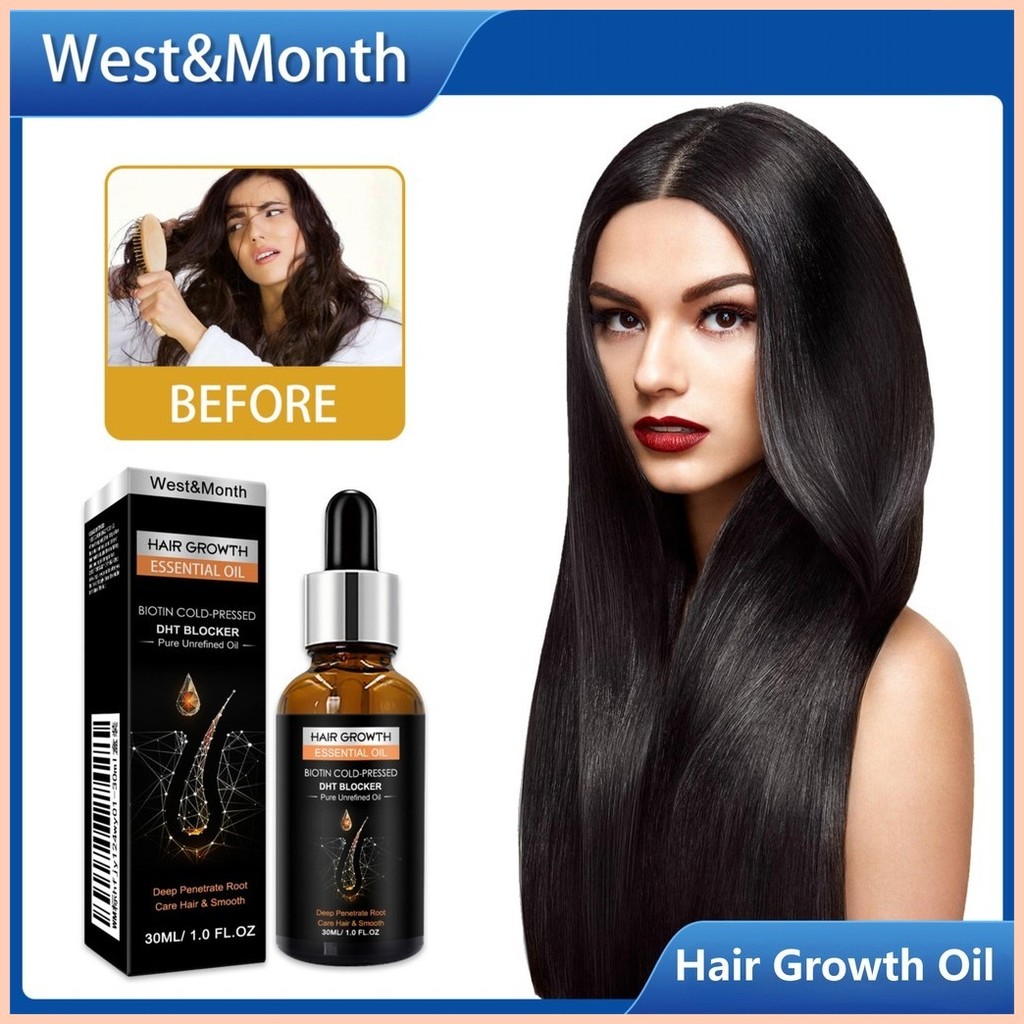 West&Month Hair Growth Essential Oil Organic 30ml Biotin ColdPressed