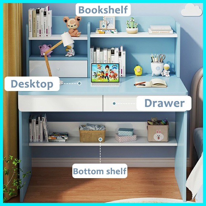 Home Bedroom Study Table for kids with drawer&book Shelf | Shopee ...