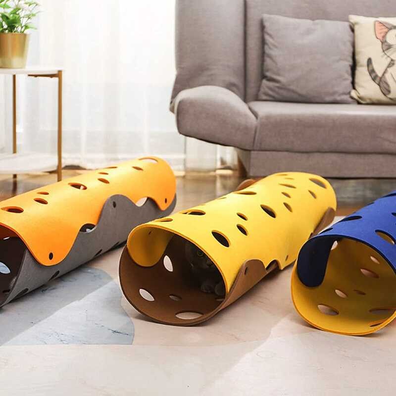 Tunnels Foldable Pet Tunnel Tube Bed With Holes DIY Cats Play Mat Cat