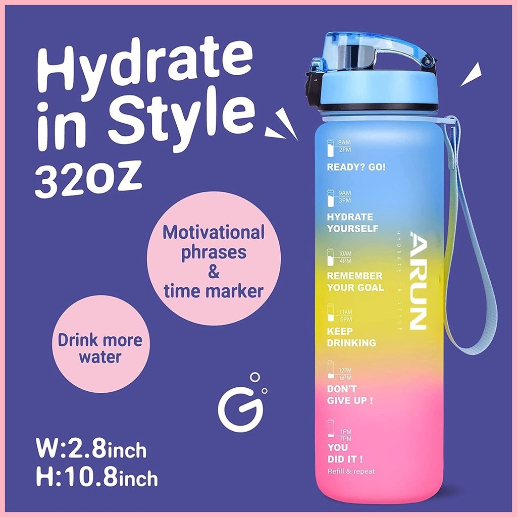 ☃ Sports Water Bottle with Leak Proof Flip Top Lid and Security Lock ...