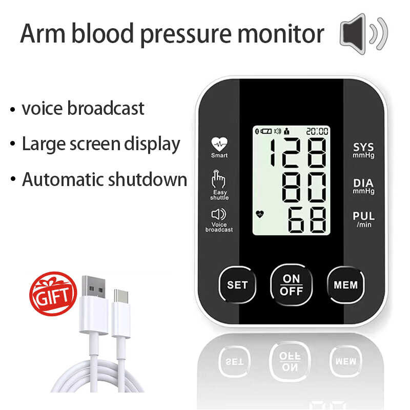 Blood Pressure Monitor Tensiometer Digital Bauer LED Screen Voice ...